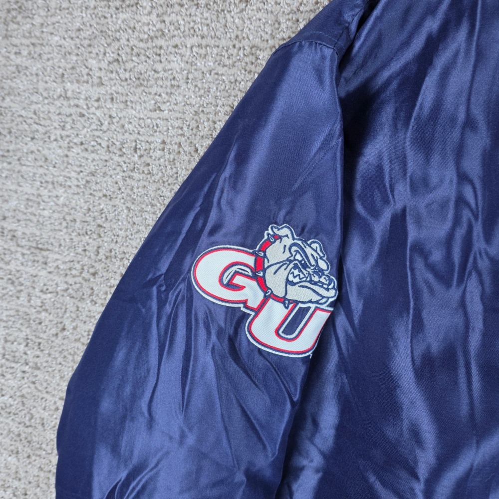 Seattle Mariners Gonzaga MLB Satin Varsity Bomber Jacket Navy Blue Red Mens Lg - Picture 2 of 7